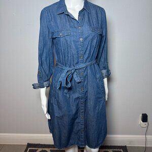 Blue Denim Long Sleeve Dress